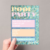 Retro Pastel Pool Party Invitation アクリル招待状 (インサイチュ (ポータブル))
