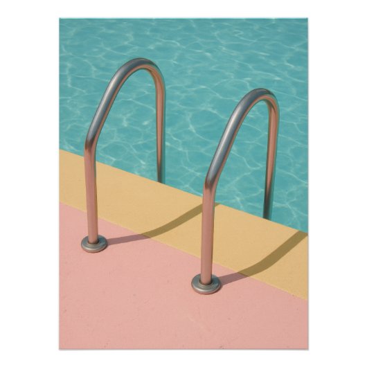 Retro Pastel Poolside Escape Metal Poster ポスター (正面)