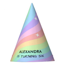 Retro Pastel Rainbow 6th Birthday Party パーティーハット