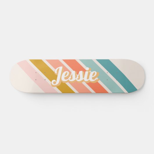 Retro Pastel Rainbow Personalized Name スケートボード (横)