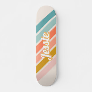 Retro Pastel Rainbow Personalized Name スケートボード