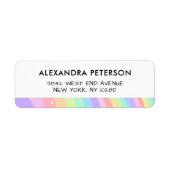 Retro Pastel Rainbow Wavy Pattern with Stars ラベル (正面)