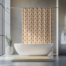 Retro Pastel Stay Groovy Rainbows Copper Curtain シャワーカーテン