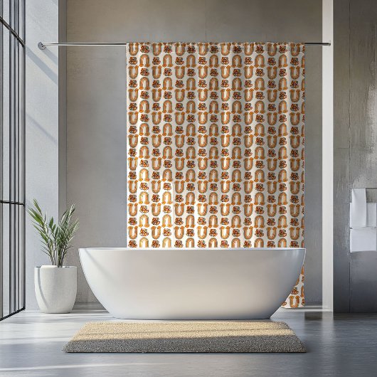 Retro Pastel Stay Groovy Rainbows Copper Curtain シャワーカーテン