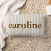 Retro Pastel Stripe Personalized Brown Name ランバークッション (ブランケット)
