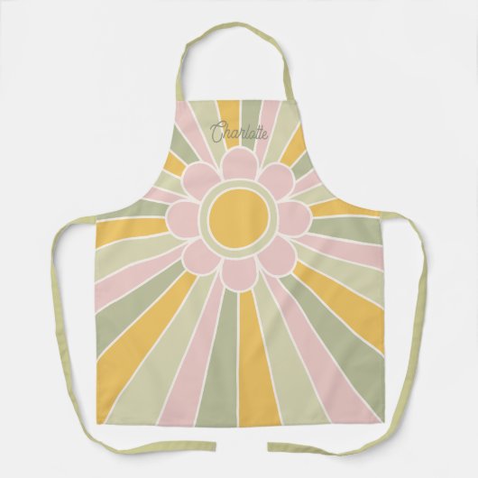 Retro Pastel Sunshine Personalized Kitchen  エプロン (正面)