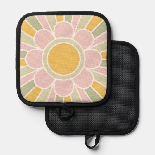 Retro Pastel Sunshine Personalized Kitchen  鍋敷き (正面/裏面)