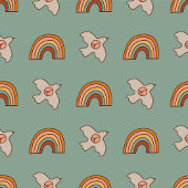 Retro Pastel Tablecloth 70s Groovy Earthy Vibes テーブルクロス