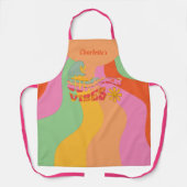 Retro Pastel Waves Summer Vibes with Name エプロン (正面)