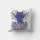 Retro Pastelcore Cute Halloween Bat & Checkerboard クッション (裏面)