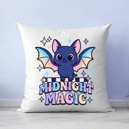 Retro Pastelcore Cute Halloween Bat & Checkerboard クッション