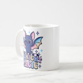Retro Pastelcore Cute Halloween Bat & Checkerboard コーヒーマグカップ (正面左)
