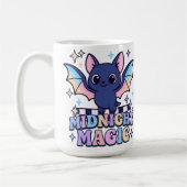 Retro Pastelcore Cute Halloween Bat & Checkerboard コーヒーマグカップ (左)