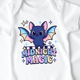 Retro Pastelcore Cute Halloween Bat & Checkerboard ベビーボディスーツ