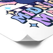 Retro Pastelcore Cute Halloween Bat & Checkerboard ポスター (角)