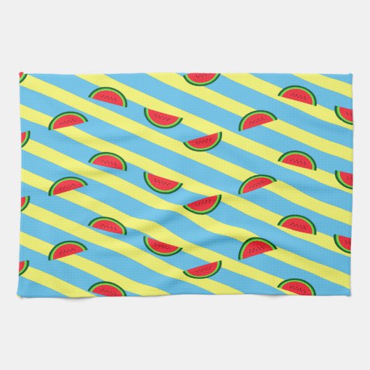 Rétro Pastèques fond bleu キッチンタオル (横)
