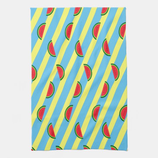 Rétro Pastèques fond bleu キッチンタオル (縦)