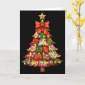 Retro Patchwork Bow Christmas,rustic Country Chris カード (黄色い花)