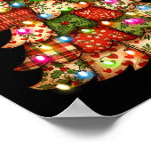 Retro Patchwork Bow Christmas,rustic Country Chris ポスター (角)