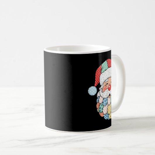 Retro Patchwork Santa Claus Christmas Preppy Xmas コーヒーマグカップ (正面右)