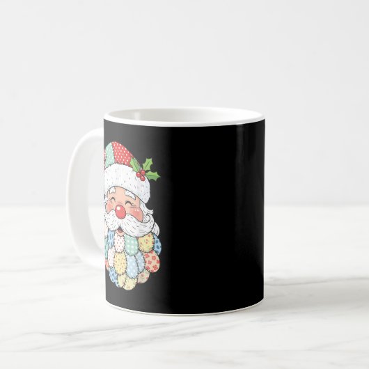 Retro Patchwork Santa Claus Christmas Preppy Xmas コーヒーマグカップ (正面左)