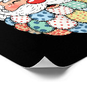 Retro Patchwork Santa Claus Christmas Preppy Xmas ポスター (角)