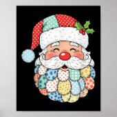 Retro Patchwork Santa Claus Christmas Preppy Xmas  ポスター (正面)