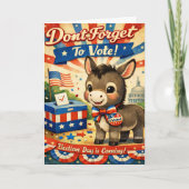 Retro Patriotic Donkey Vote Reminder カード (正面)