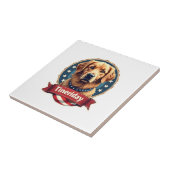 Retro Patriotic Golden Retriever Engraving Tee タイル (側面)