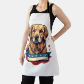 Retro Patriotic Golden Retriever Engraving Tee 4 エプロン (インサイチュ)