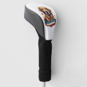 Retro Patriotic Golden Retriever Engraving Tee 4 ゴルフヘッドカバー (アングル)