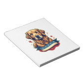 Retro Patriotic Golden Retriever Engraving Tee 4 ノートパッド (アングル)
