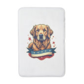 Retro Patriotic Golden Retriever Engraving Tee 4 バスマット (正面縦)