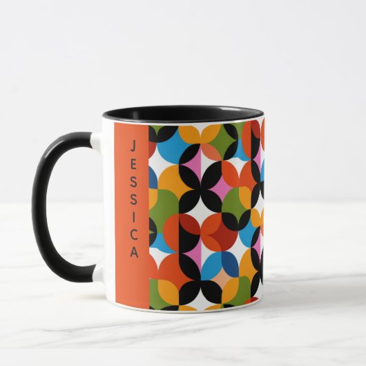 RETRO Pattern Colorful Mid Century Modern Name マグカップ (左)