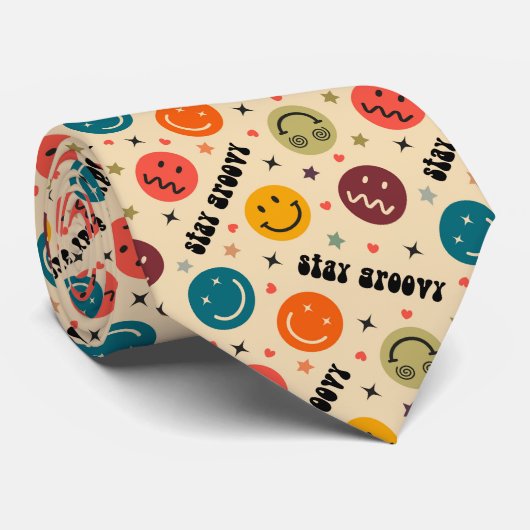  Retro Pattern with Various Emoji Icons Graphic ネクタイ (ロール)