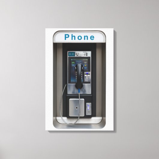 Retro Payphone Design, Vintage Telephone Booth Art キャンバスプリント (正面)