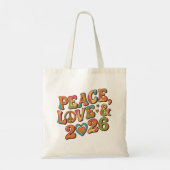 Retro Peace Love 2026 Groovy Tote Bag トートバッグ (裏面)