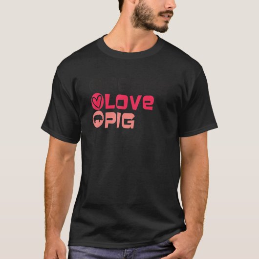 Retro Peace Love Pig For Men Women, Farm Animal, F Tシャツ (正面)