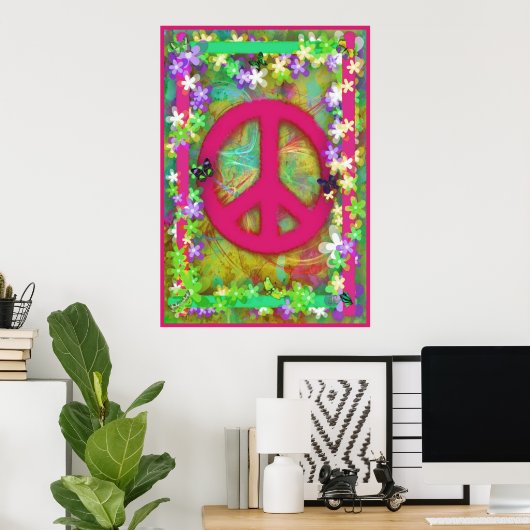 Retro Peace Poster ポスター (ホームオフィス)