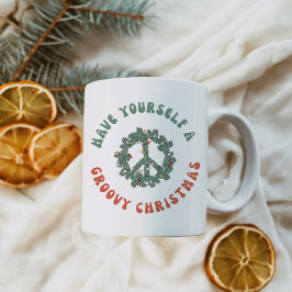 Retro Peace Sign Have Yourself A Groovy Christmas コーヒーマグカップ