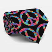 Retro Peace Sign - Rainbow Hippy Hippie Design ネクタイ (ロール)
