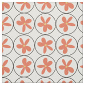 Retro Peach Floral Tile - Combed Cotton Fabric ファブリック (見本)