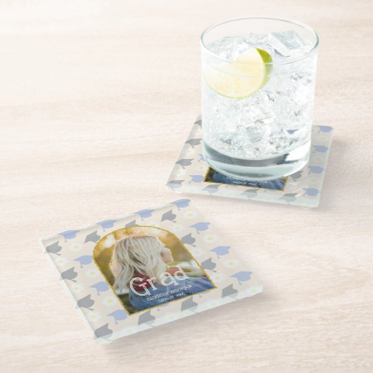 Retro Peach Graduation ガラスコースター (アングル)