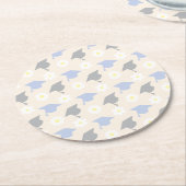 Retro Peach Graduation ラウンドペーパーコースター (アングル)