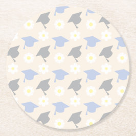 Retro Peach Graduation ラウンドペーパーコースター