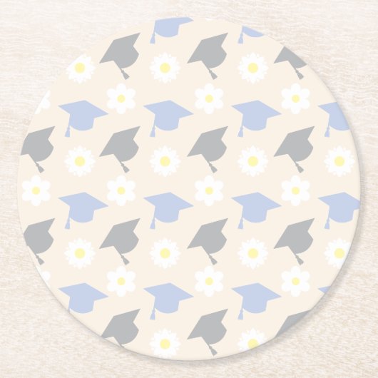 Retro Peach Graduation ラウンドペーパーコースター (正面)