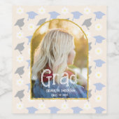 Retro Peach Graduation Announcement ワインラベル (シングルラベル)