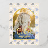 Retro Peach Graduation Announcement 箔招待状 (正面)