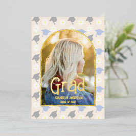 Retro Peach Graduation Announcement 箔招待状