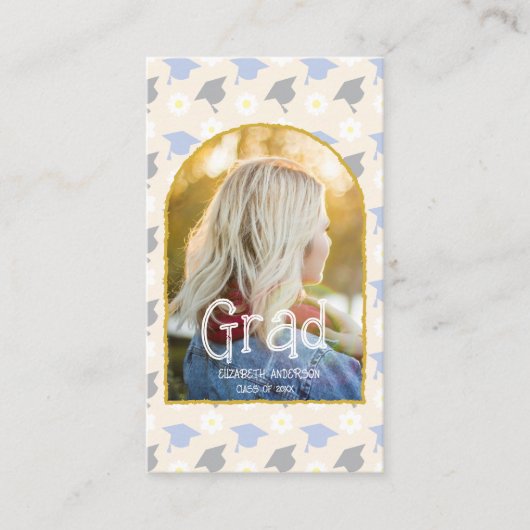 Retro Peach Graduation Name Card 名刺 (正面)